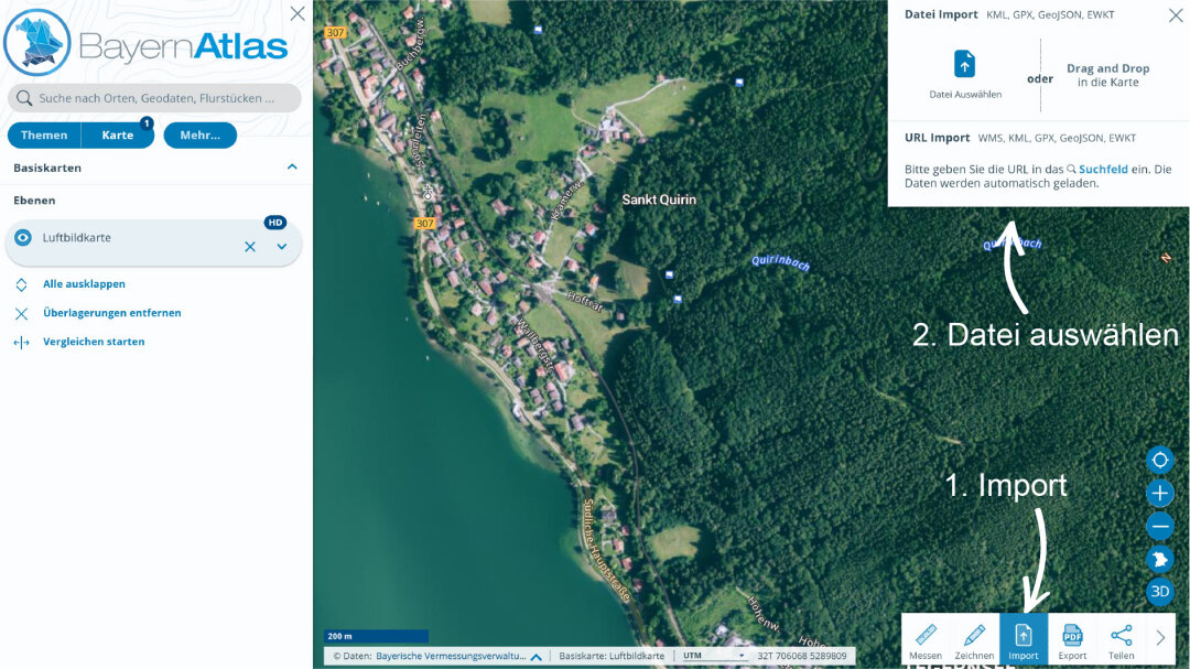 BayernAtlas Hilfe Import einer Datei